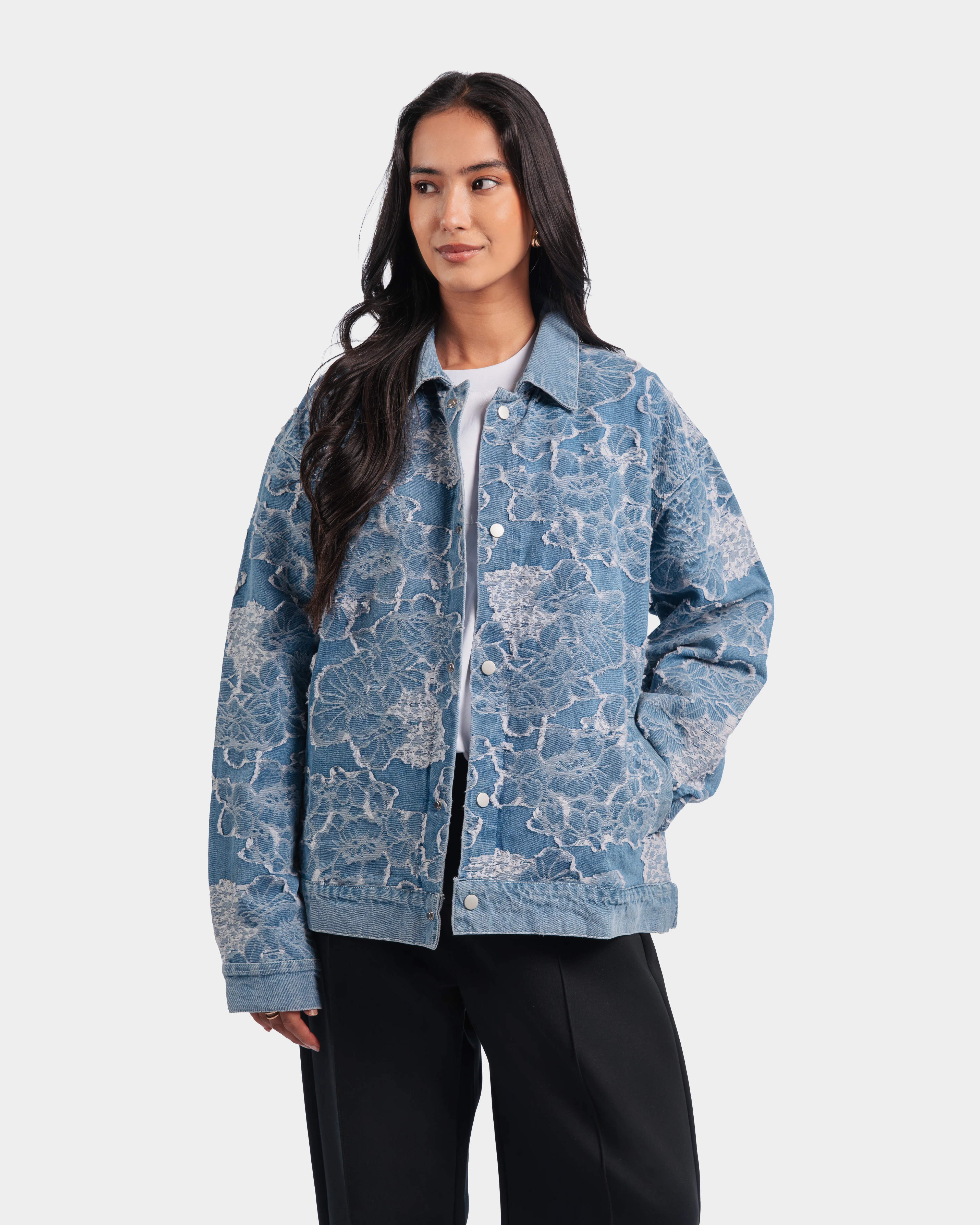 Floral Denim Jacquard Jacket - Image 4