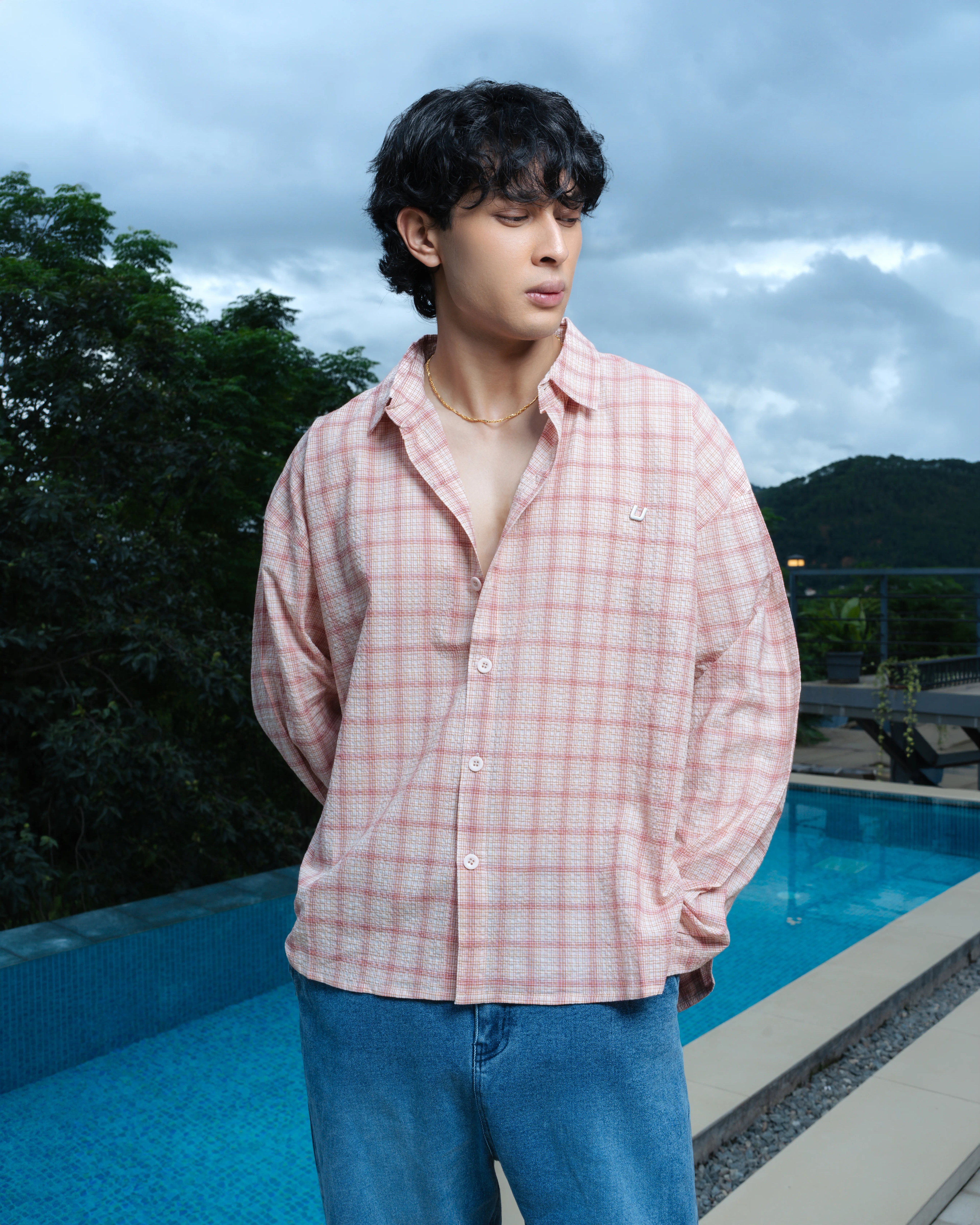 Airy Plaid Shirt-Long Sleeve - alternate view