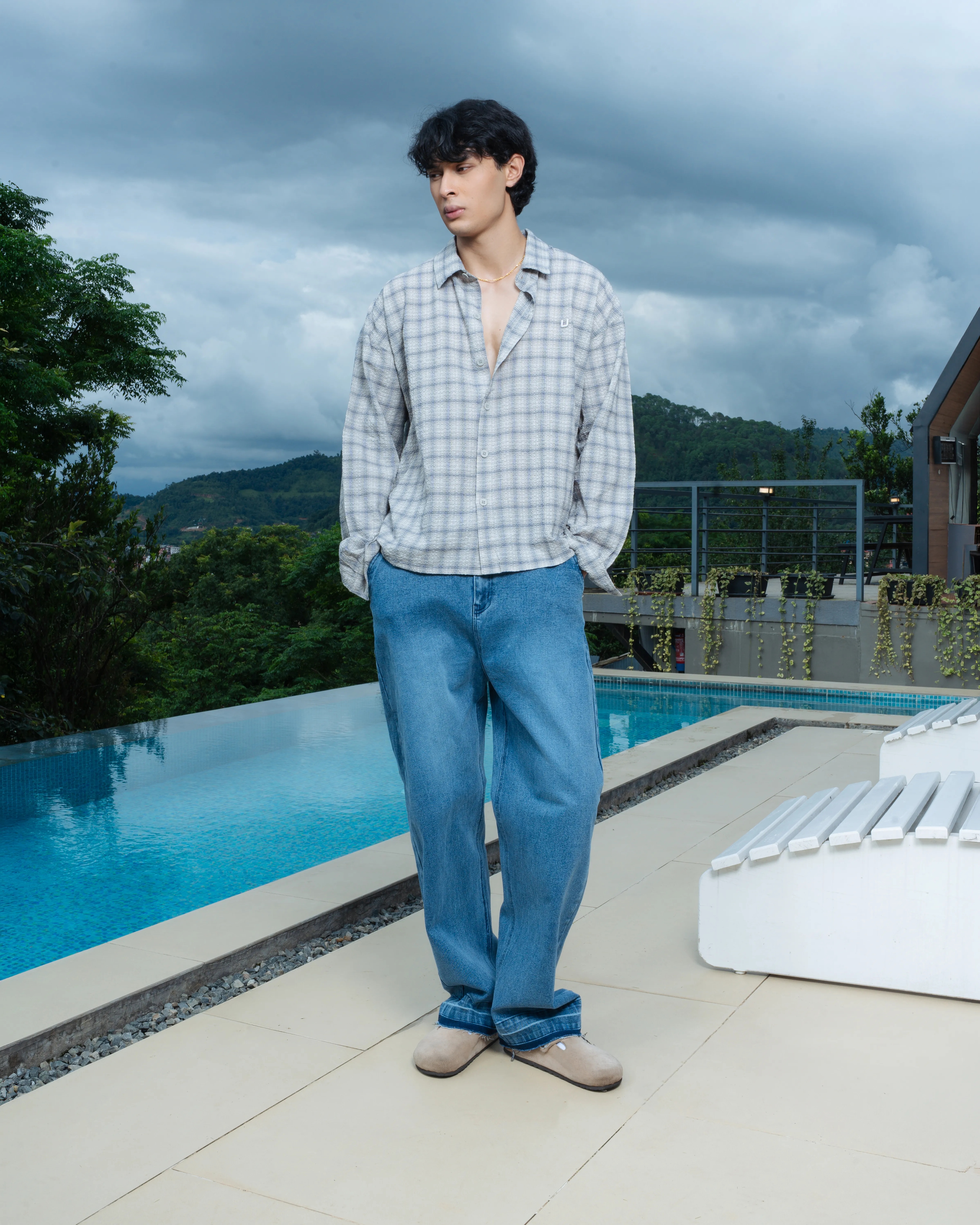 Airy Plaid Shirt-Long Sleeve - alternate view