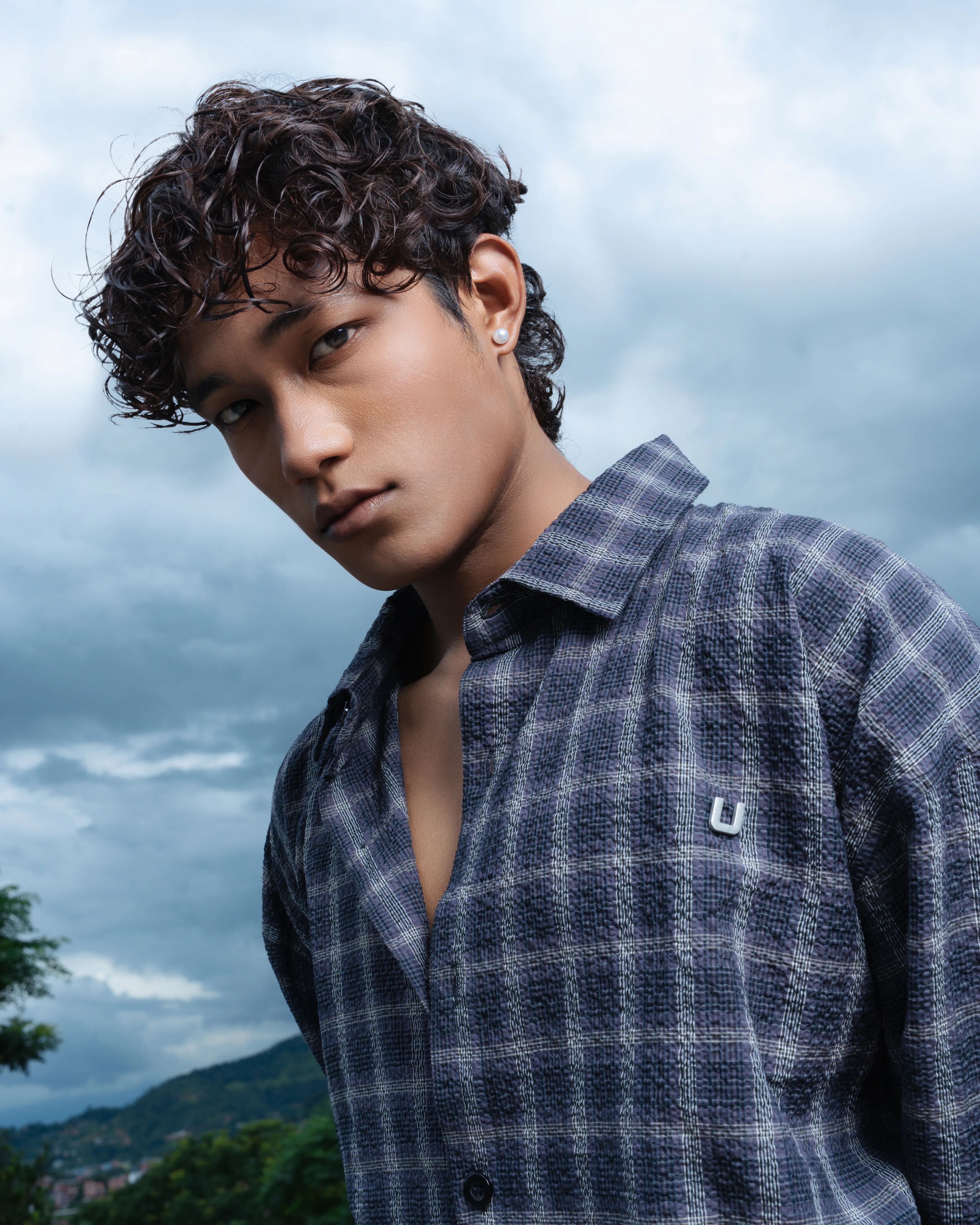 Airy Plaid Shirt-Long Sleeve - alternate view