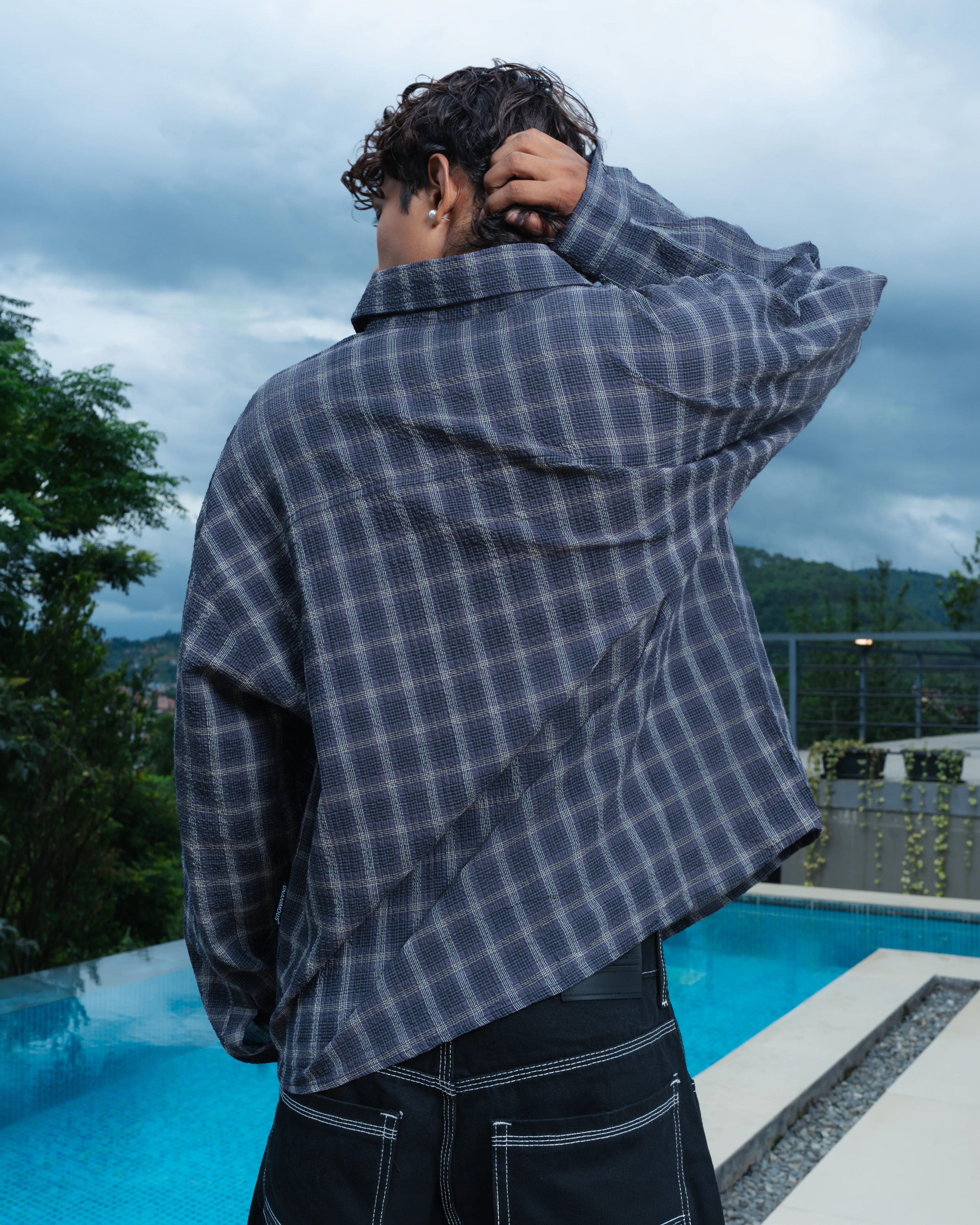 Airy Plaid Shirt-Long Sleeve - Image 3