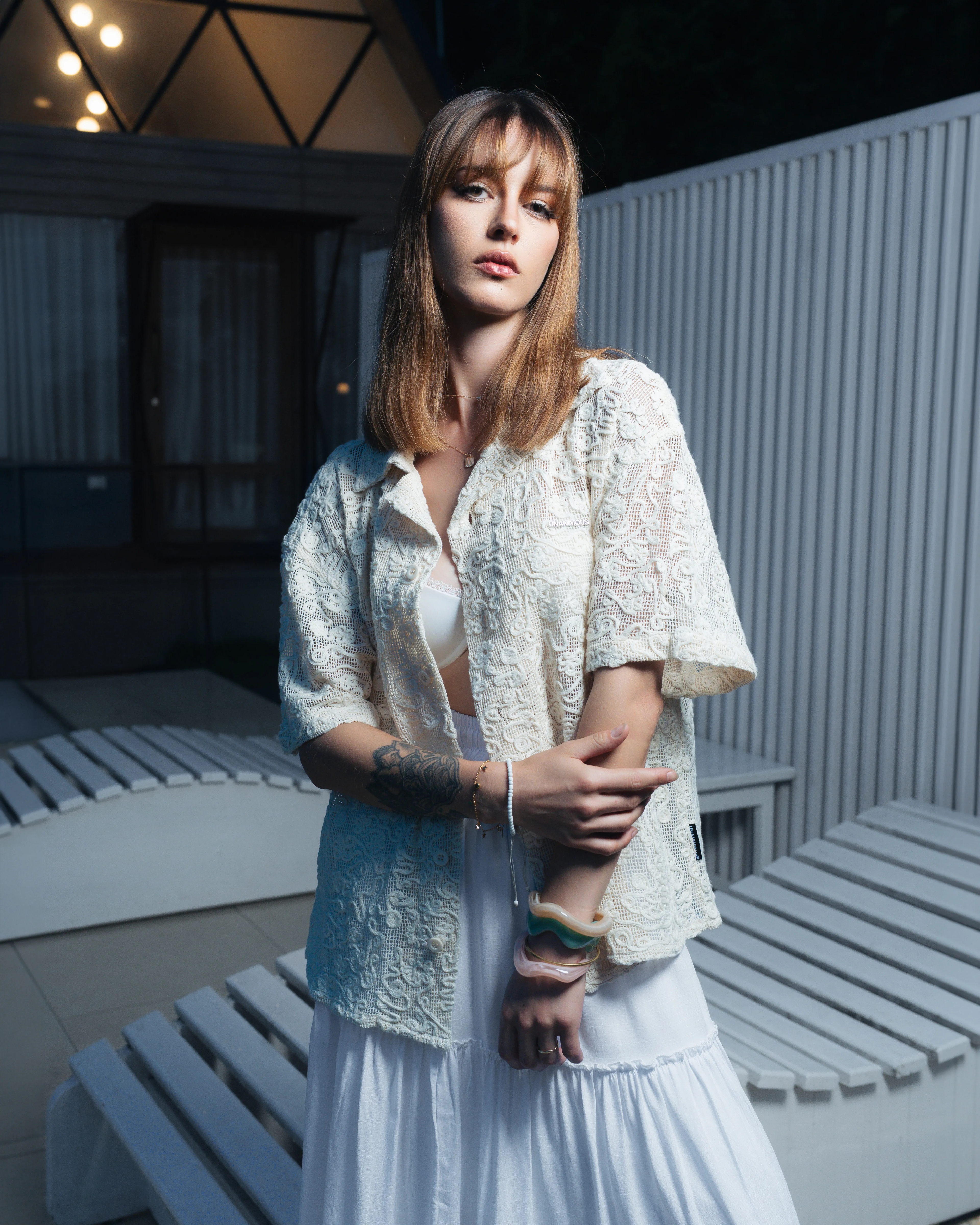 Embroidered Mesh Shirt