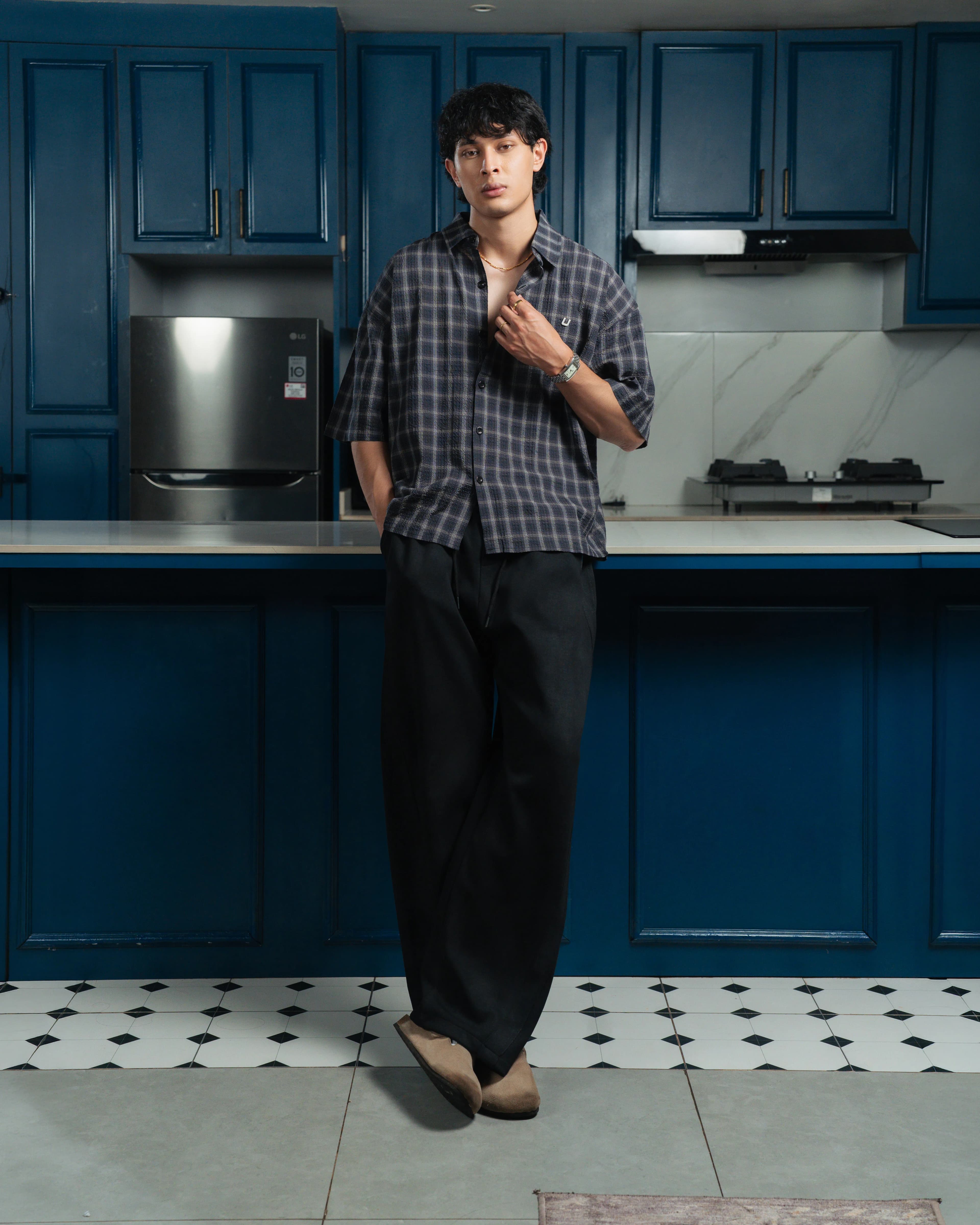 Airy Plaid Shirt-Short Sleeve - Image 2