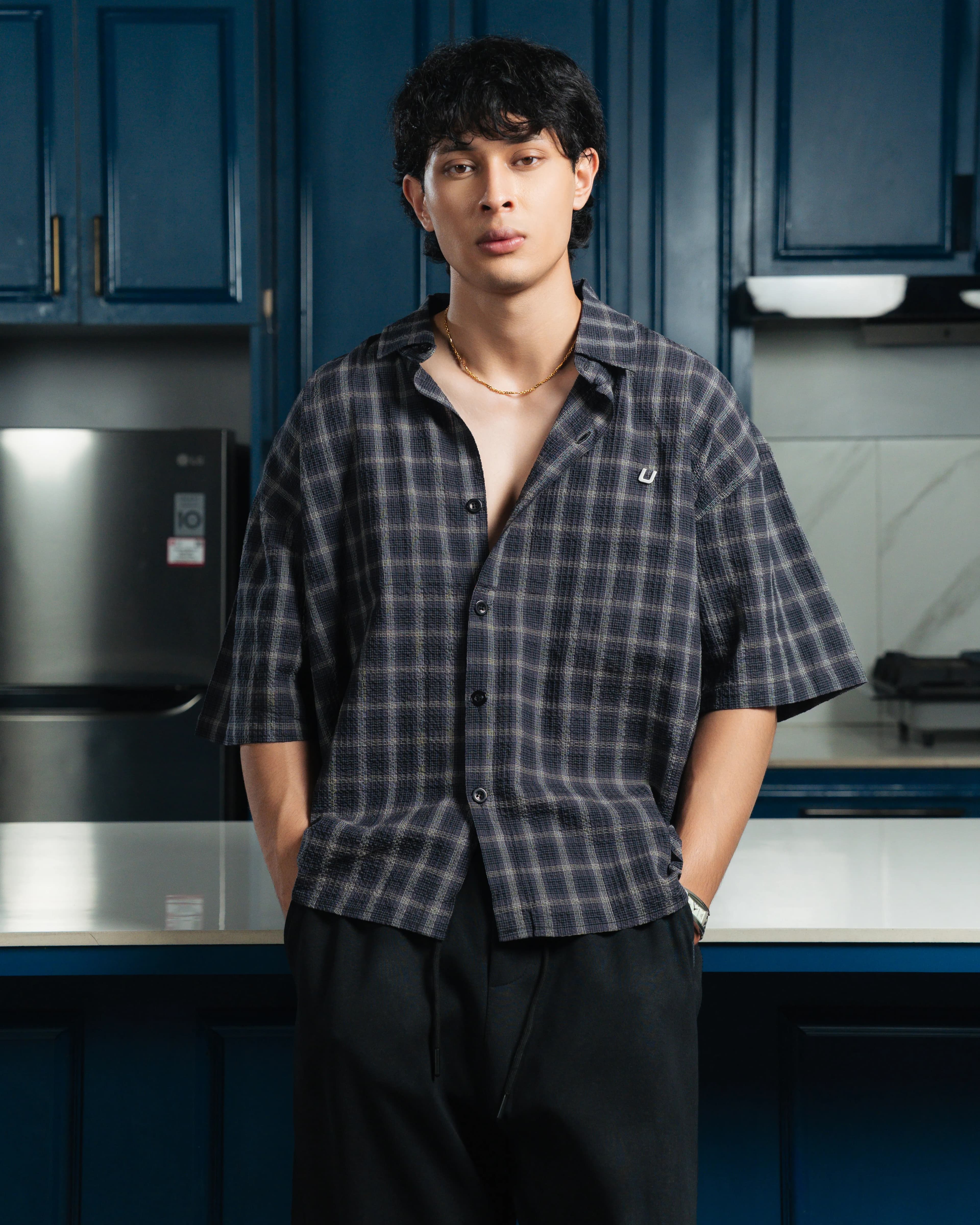Airy Plaid Shirt-Short Sleeve - Image 4
