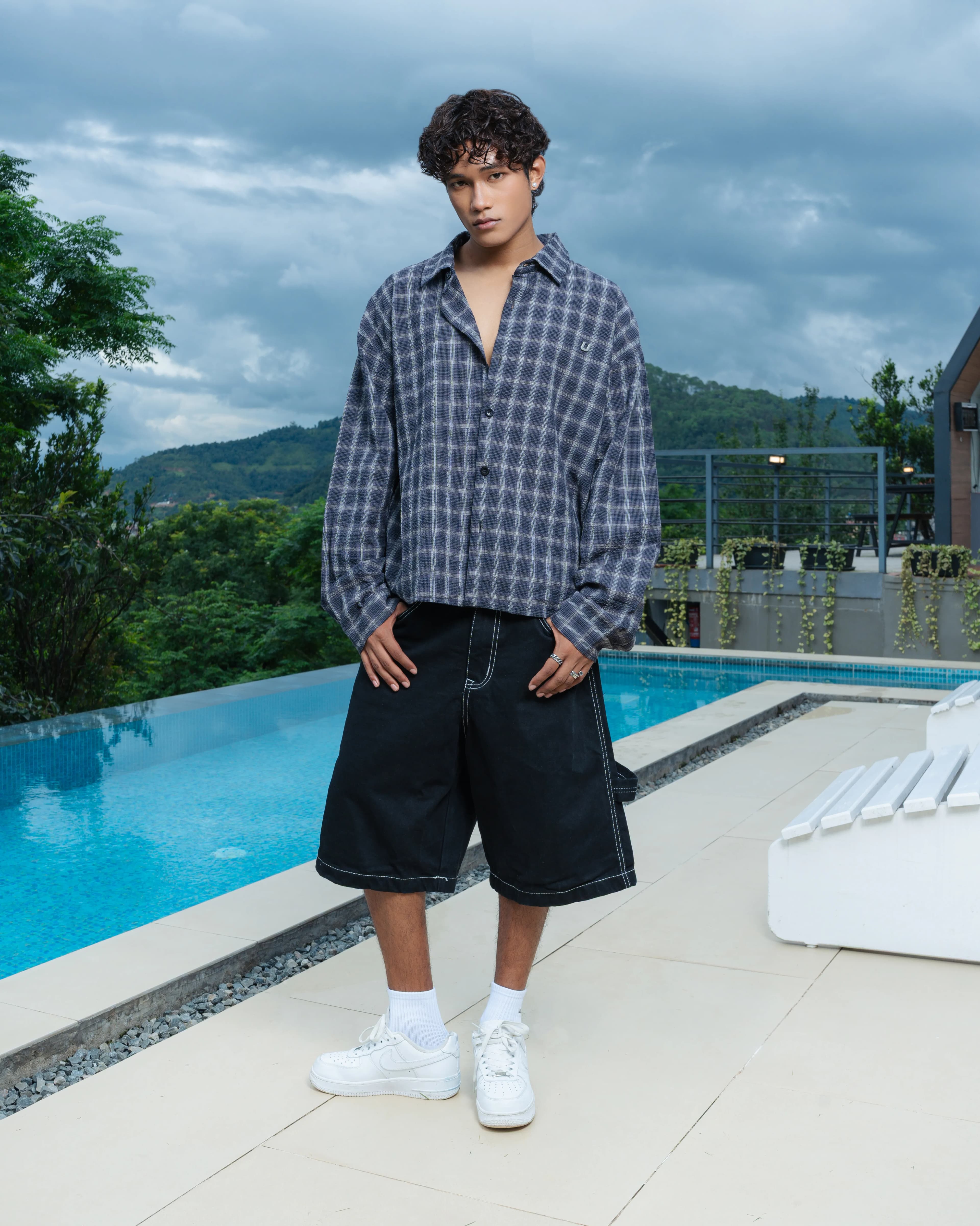 Airy Plaid Shirt-Long Sleeve - Image 1