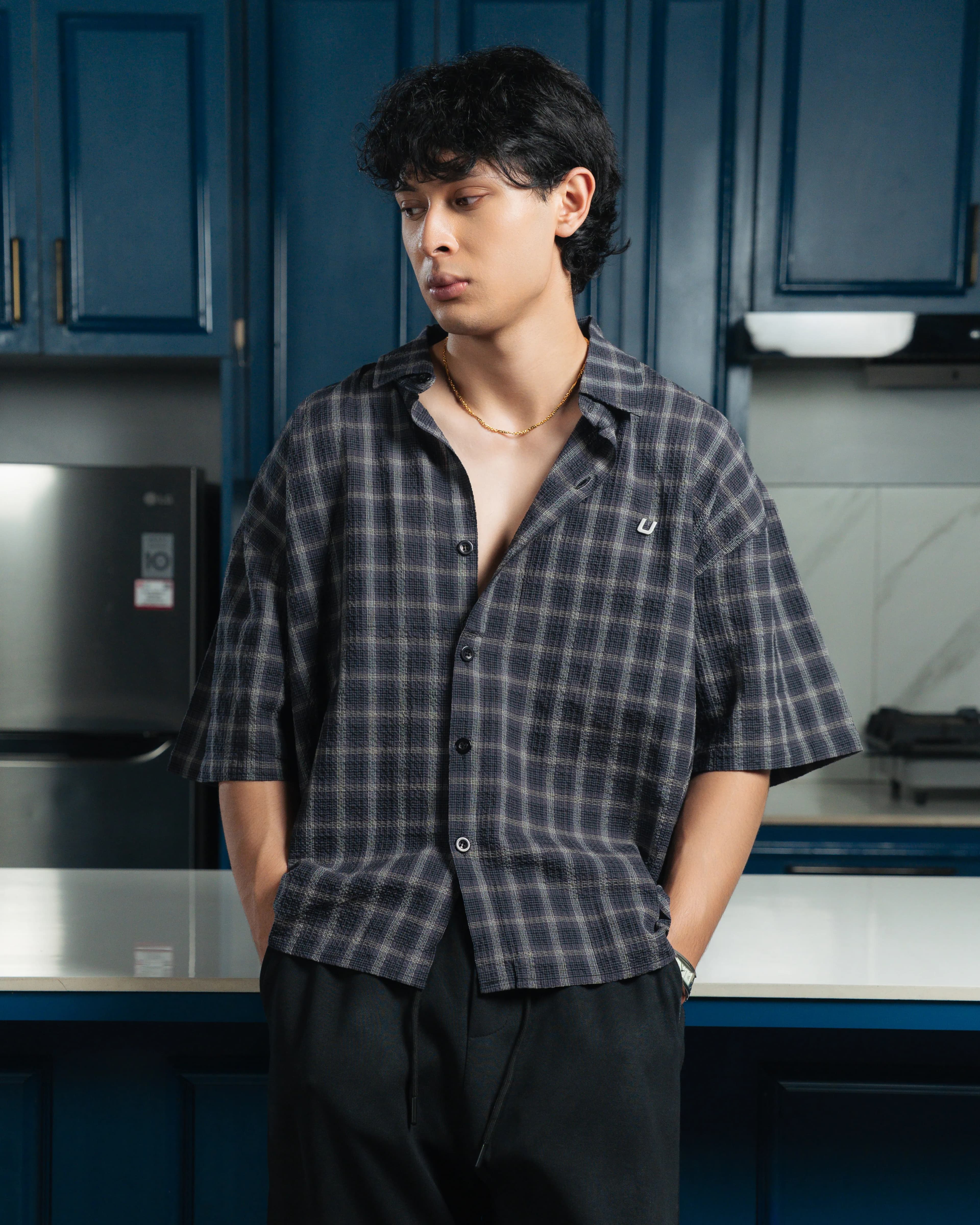 Airy Plaid Shirt-Short Sleeve - Image 1