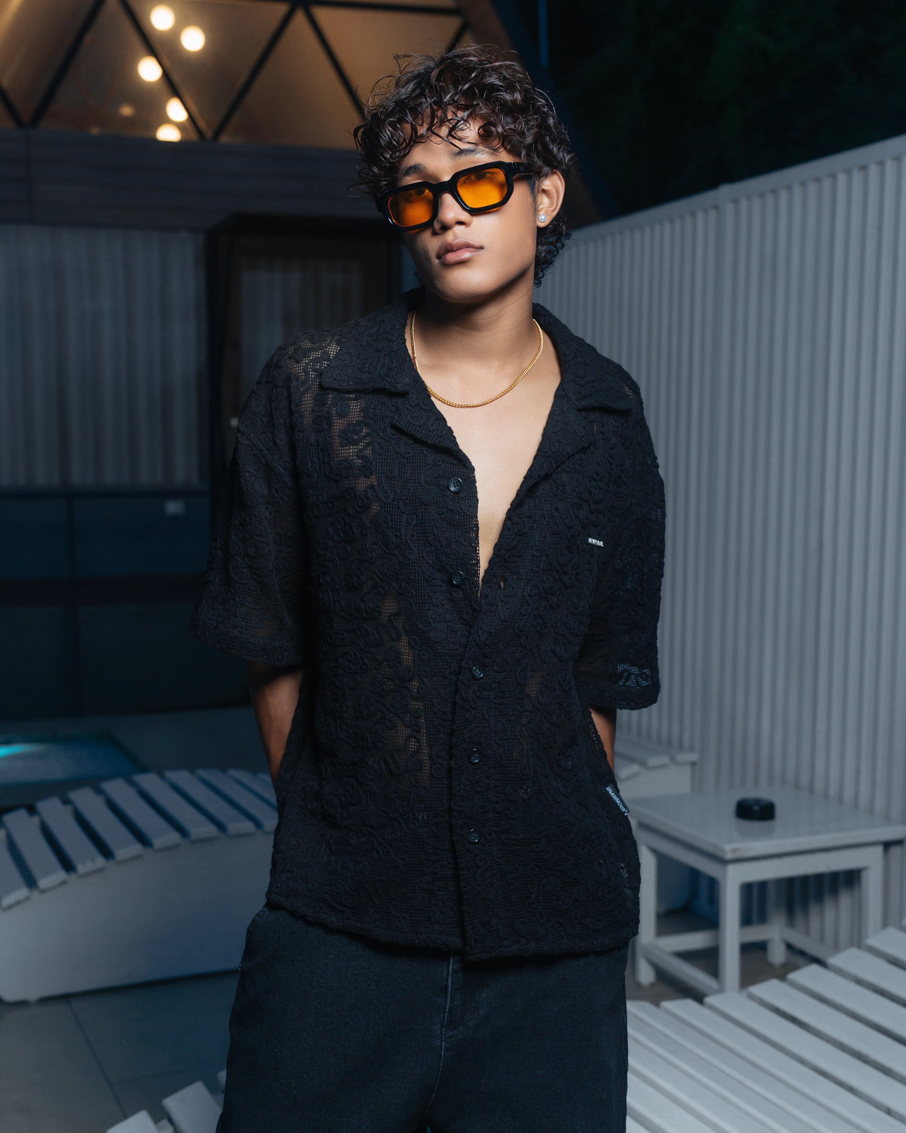 Embroidered Mesh Shirt - Image 1