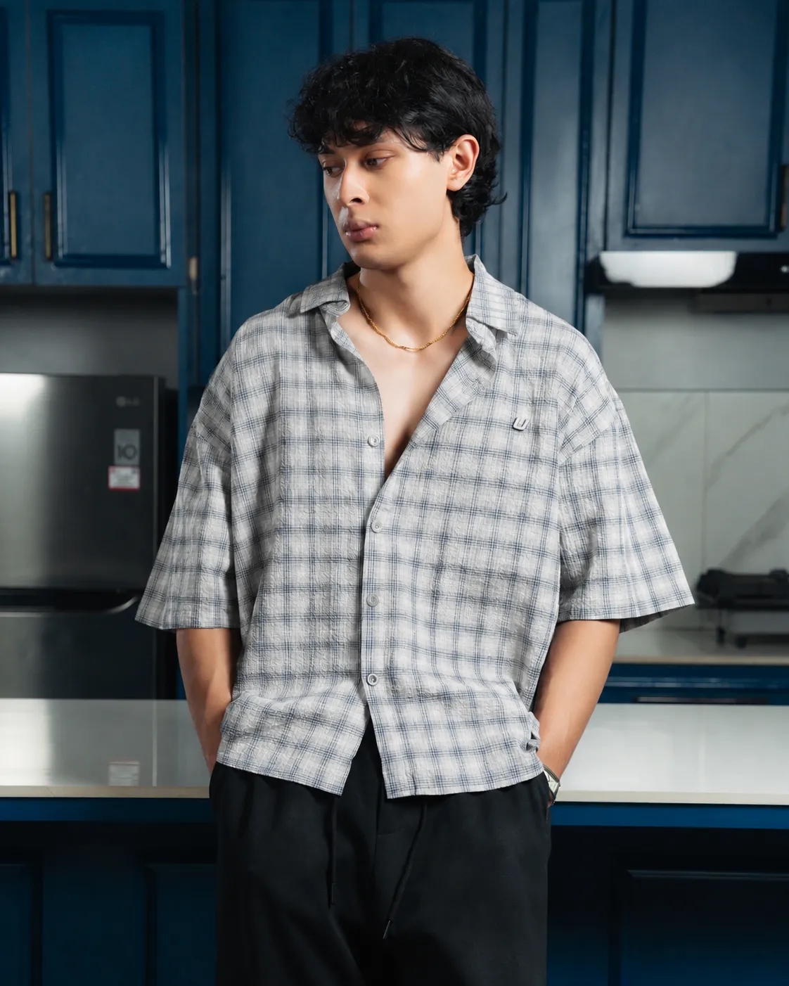 Airy Plaid Shirt-Short Sleeve - Image 1